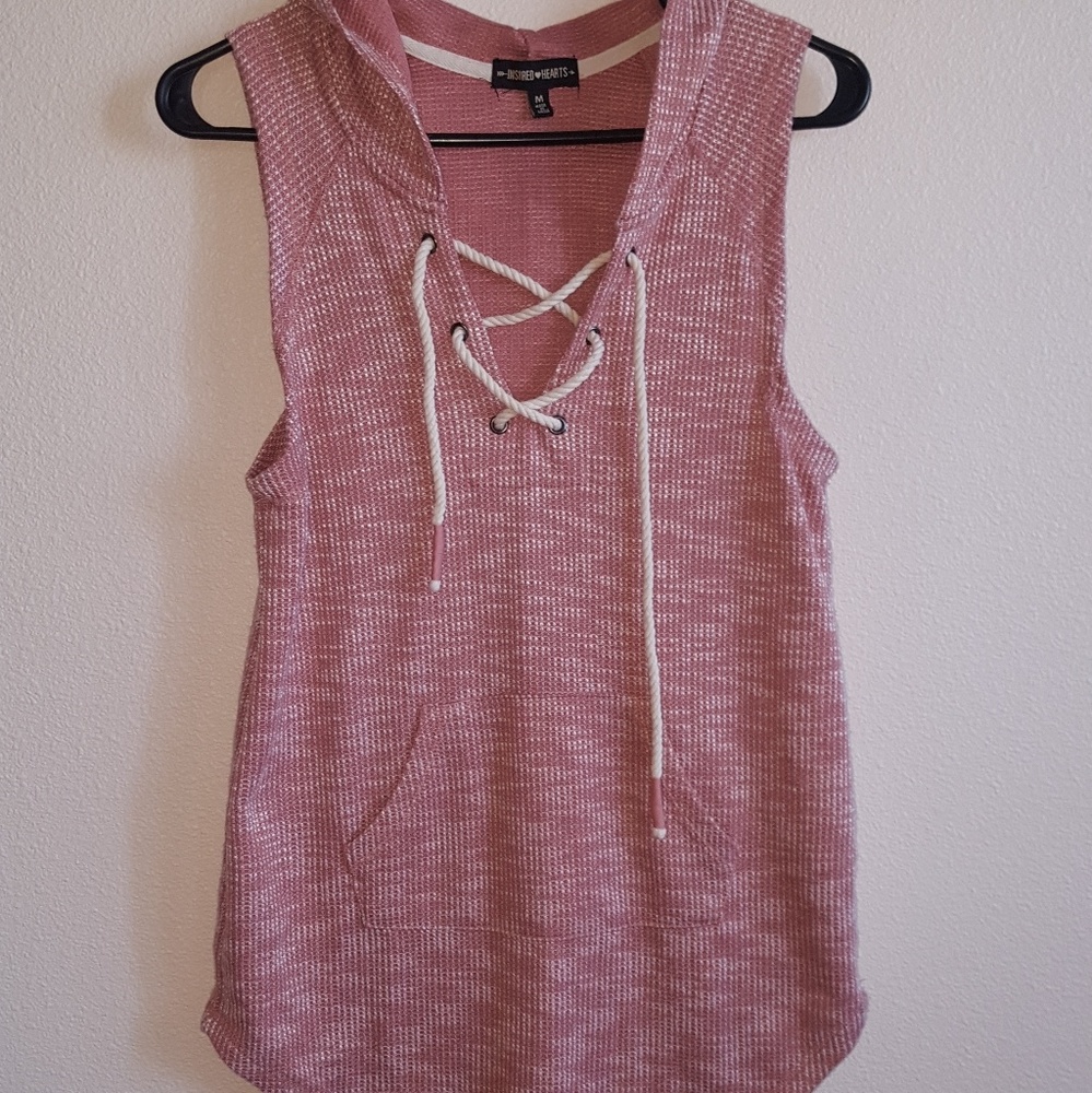Sleeveless womens pink hoodie